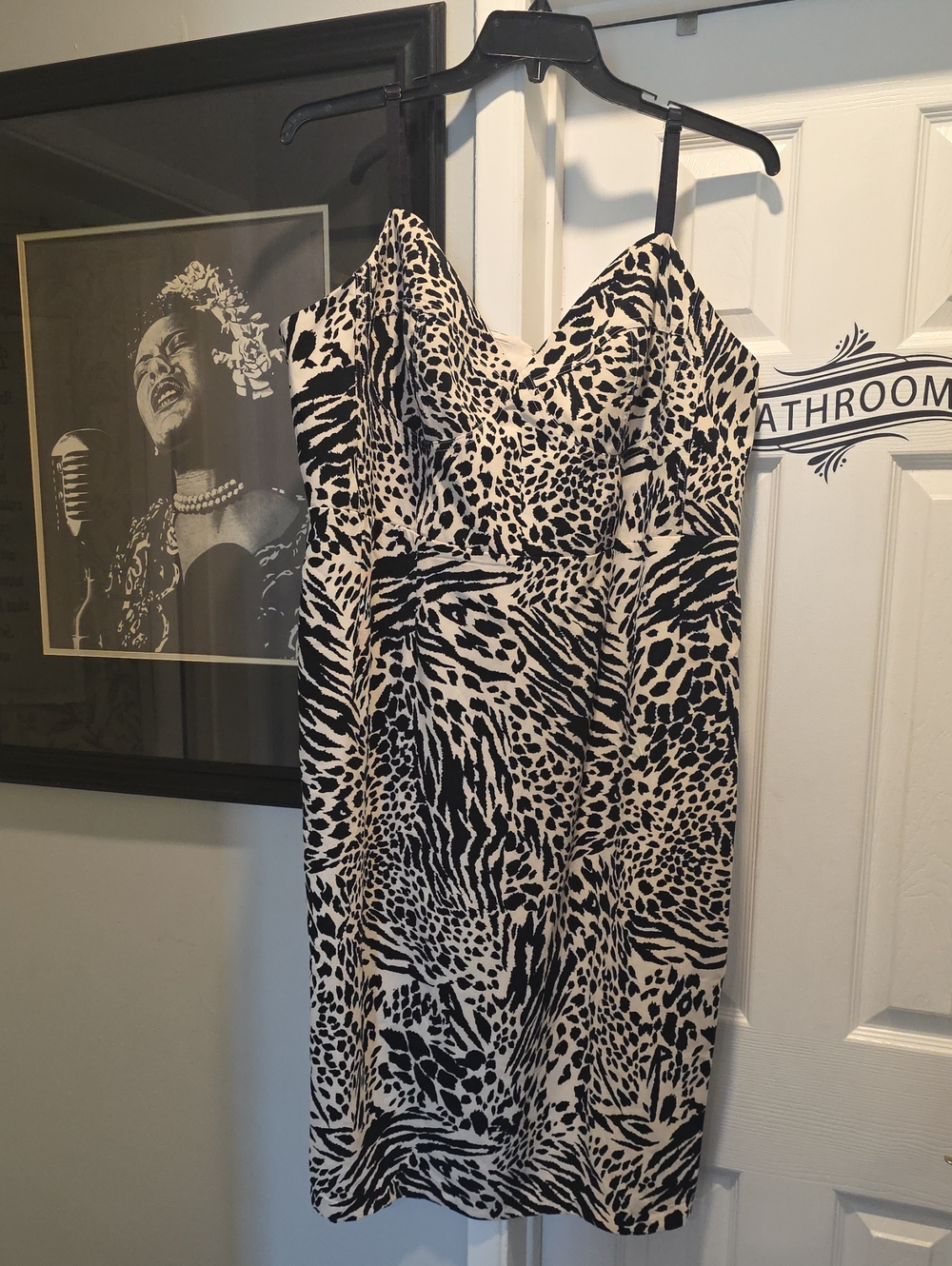 Black & White Animal-Print Midi Slip Dress